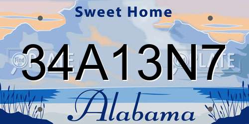 34A13N7 Alabama License Plate