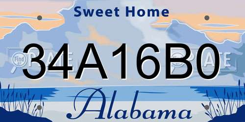 34A16B0 Alabama License Plate