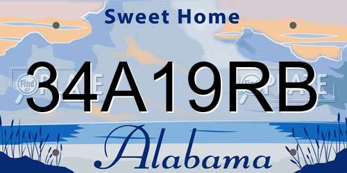 34A19RB Alabama License Plate