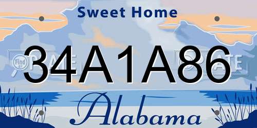 34A1A86 Alabama License Plate