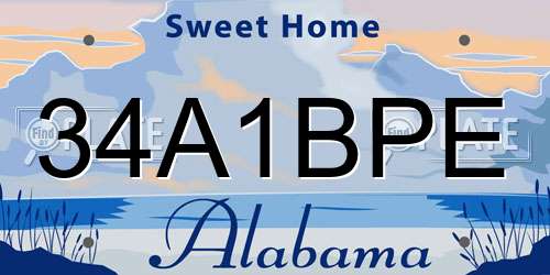 34A1BPE Alabama License Plate