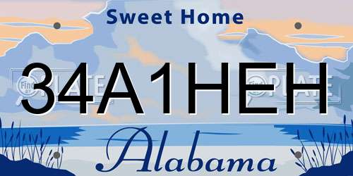 34A1HEH Alabama License Plate