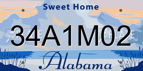 34A1M02 Alabama License Plate