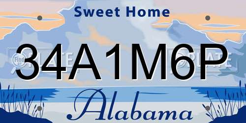 34A1M6P Alabama License Plate