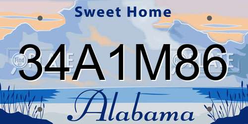 34A1M86 Alabama License Plate