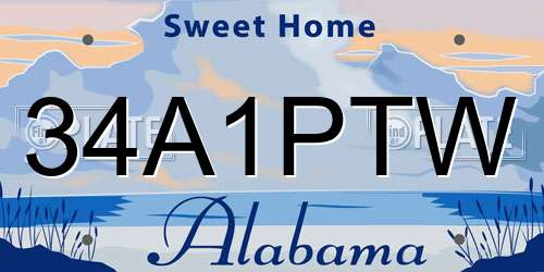 34A1PTW Alabama License Plate