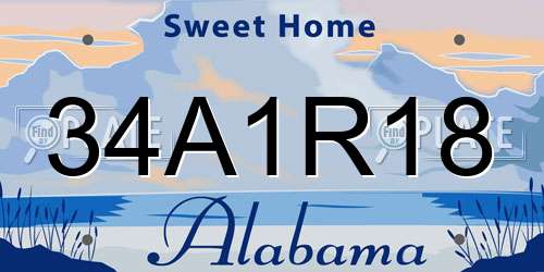 34A1R18 Alabama License Plate