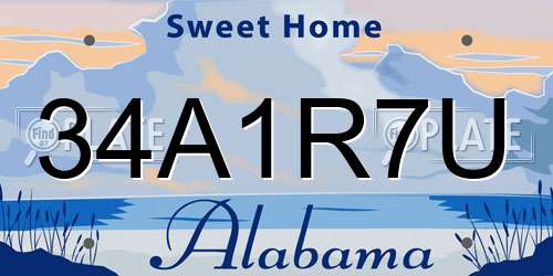 34A1R7U Alabama License Plate