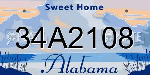 34A2108 Alabama License Plate
