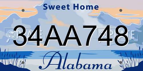 34AA748 Alabama License Plate