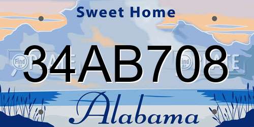 34AB708 Alabama License Plate