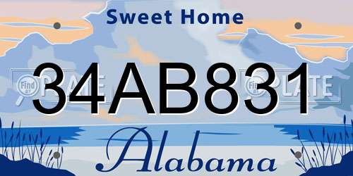 34AB831 Alabama License Plate