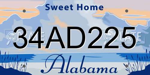 34AD225 Alabama License Plate
