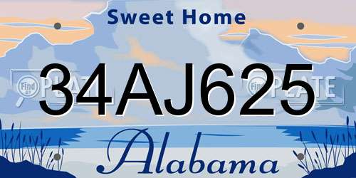 34AJ625 Alabama License Plate