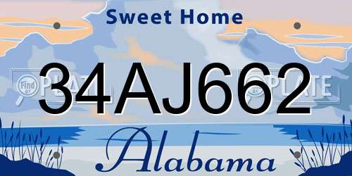 34AJ662 Alabama License Plate