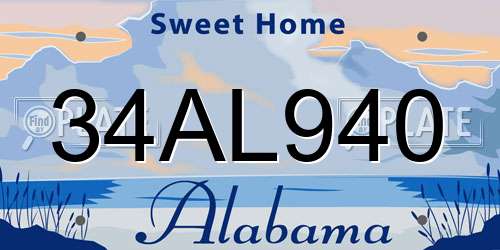 34AL940 Alabama License Plate