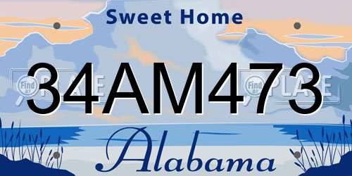 34AM473 Alabama License Plate