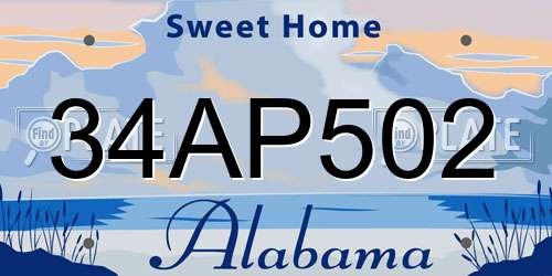 34AP502 Alabama License Plate