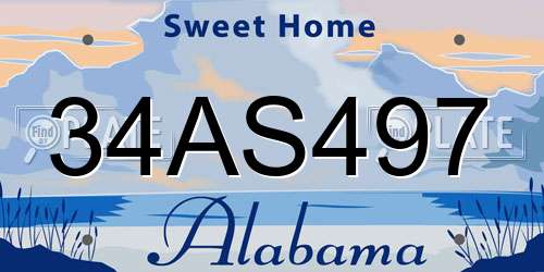 34AS497 Alabama License Plate