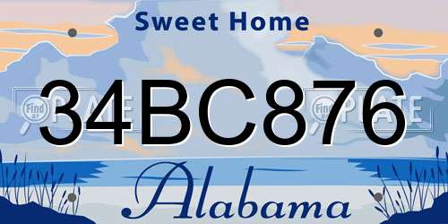 34BC876 Alabama License Plate