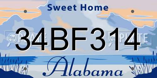 34BF314 Alabama License Plate