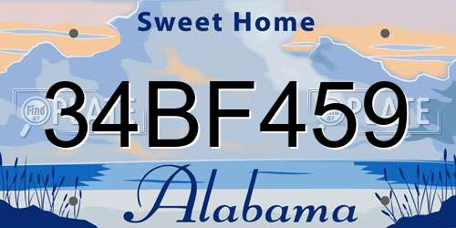 34BF459 Alabama License Plate