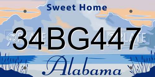 34BG447 Alabama License Plate