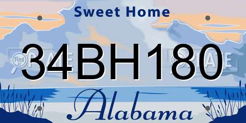 34BH180 Alabama License Plate
