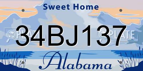 34BJ137 Alabama License Plate