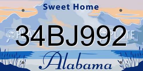 34BJ992 Alabama License Plate