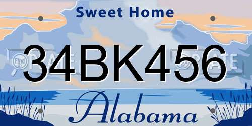 34BK456 Alabama License Plate