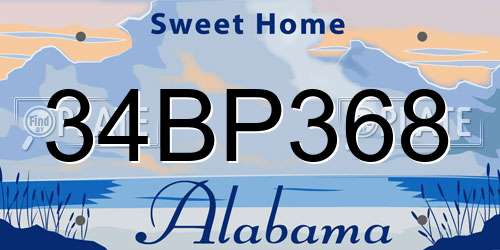 34BP368 Alabama License Plate