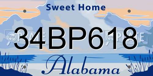 34BP618 Alabama License Plate