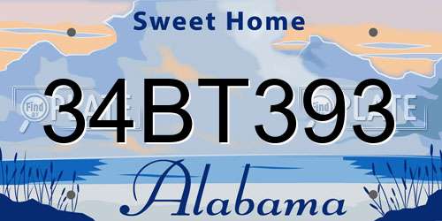 34BT393 Alabama License Plate