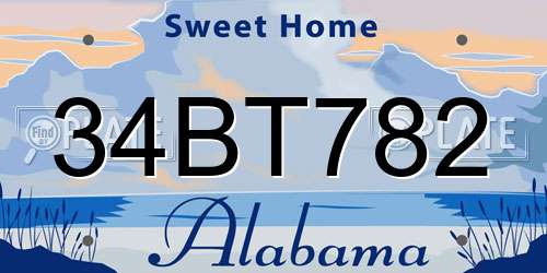 34BT782 Alabama License Plate