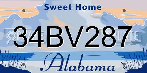 34BV287 Alabama License Plate