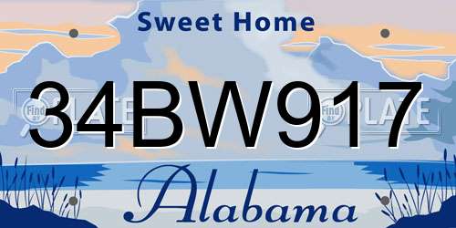 34BW917 Alabama License Plate