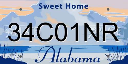 34C01NR Alabama License Plate