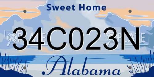 34C023N Alabama License Plate