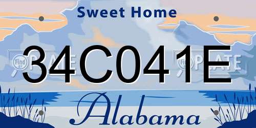 34C041E Alabama License Plate