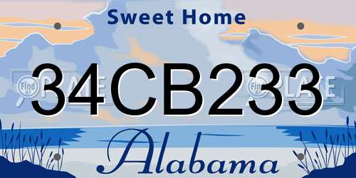 34CB233 Alabama License Plate