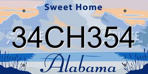 34CH354 Alabama License Plate