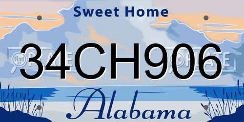 34CH906 Alabama License Plate