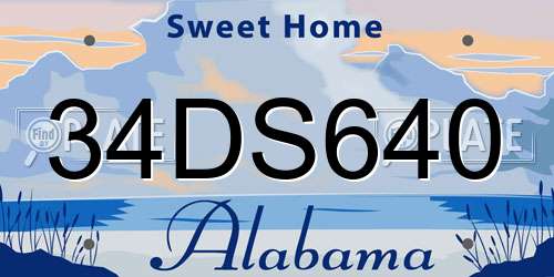 34DS640 Alabama License Plate