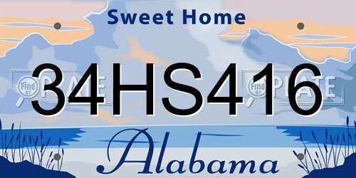 34HS416 Alabama License Plate