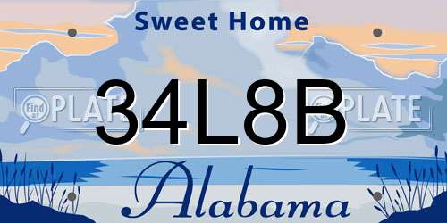 34L8B Alabama License Plate