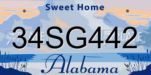 34SG442 Alabama License Plate