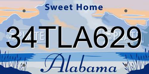 34TLA629 Alabama License Plate
