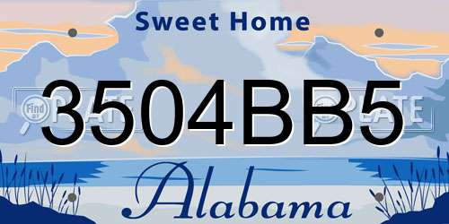 3504BB5 Alabama License Plate