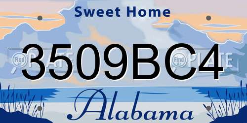 3509BC4 Alabama License Plate